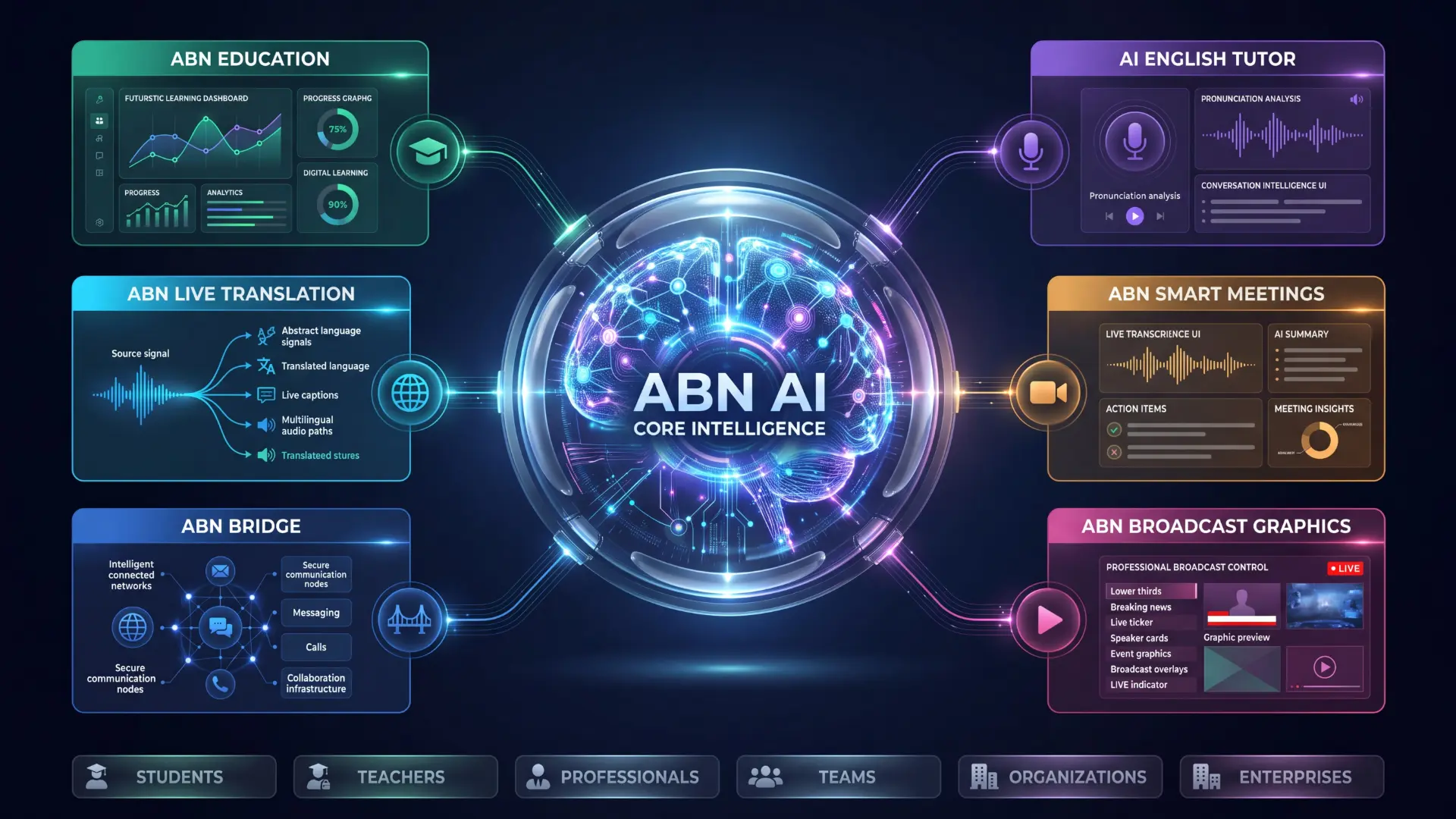 ABN AI Ecosystem — One Platform with Six Powerful Systems and One Intelligent Core